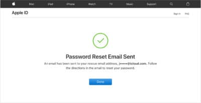 apple id password reset email